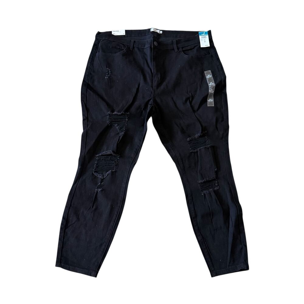 Rue+ High-Rise Ultimate Stretch High-Rise Black Distressed jean Size 24 NWT